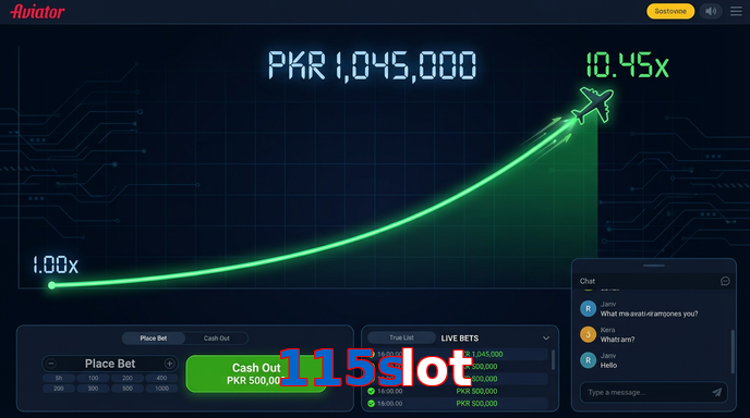 Main screen of 115Slot aviator page for PK players